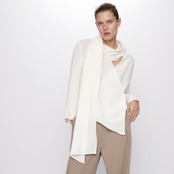 Zara Tops - Zara V - Blouse with wrap around scarf